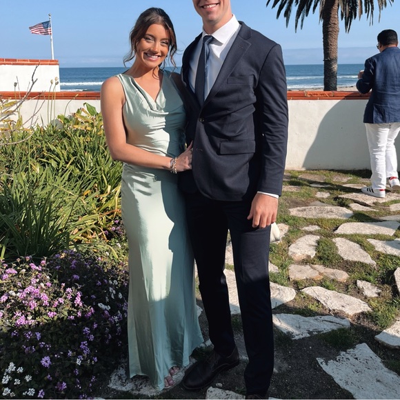 Special Guest Satin Maxi Dress Sage - Picture 4 of 4